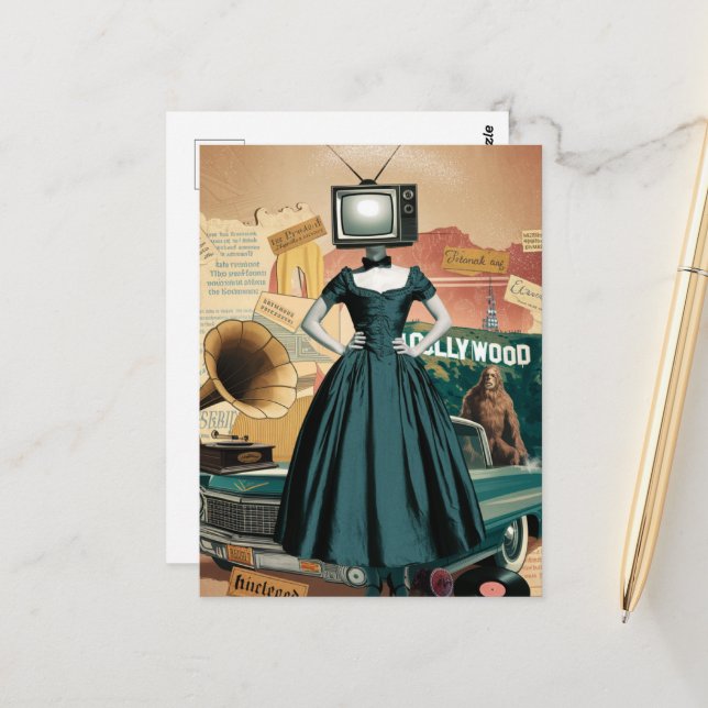 Postal Vintage TV Woman (Anverso/Reverso In Situ)