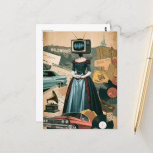 Postal Vintage TV Woman