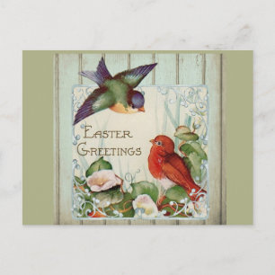 Postal Vintage Two Birds and Calla Lilies Easter Greeting