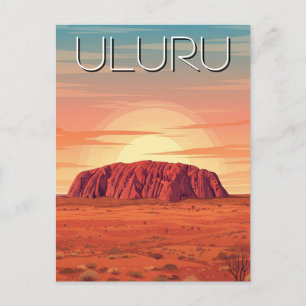 Postal Vintage Uluru Australia Sunset