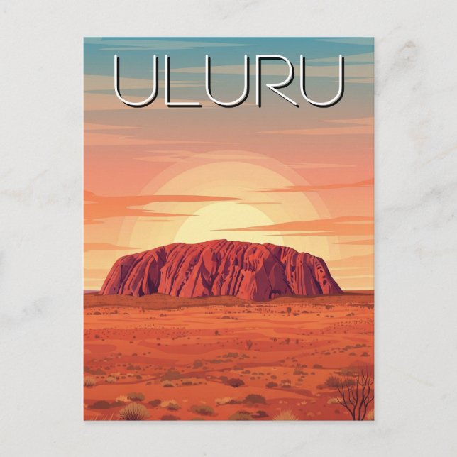 Postal Vintage Uluru Australia Sunset (Anverso)