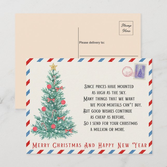 Postal Vintage Un Árbol De Navidad (Anverso / Reverso)