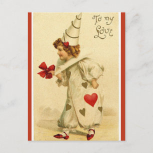 Postal Vintage un payaso enamorado