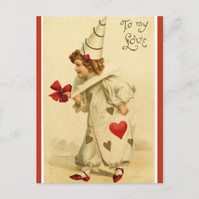 Postal Vintage Un Payaso Enamorado (Anverso)