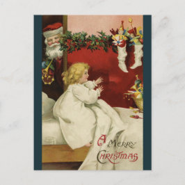 Postal Vintage Una Visita De Los Saludos De Navidad De Sa