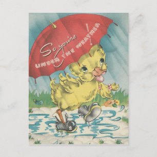 Postal Vintage "Under the Weather Duck"