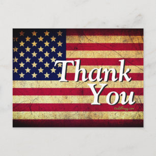 Postal Vintage USA Flag Americana Gracias Postcard