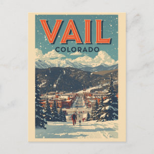 Postal vintage Vail colorado exterior invierno nieve esqu