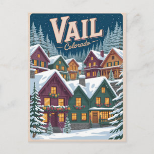 Postal vintage Vail colorado exterior invierno nieve esqu