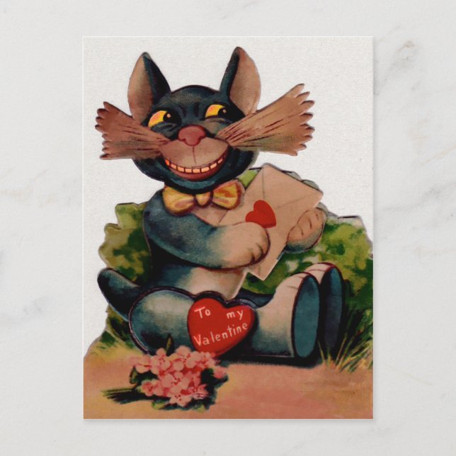 Postal Vintage Valentine Cat (Anverso)