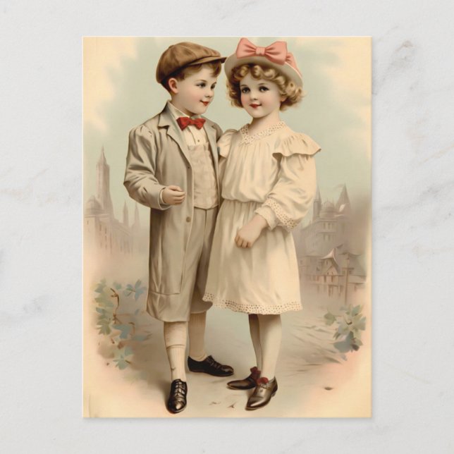 Postal Vintage Valentine Children Postcard  (Anverso)