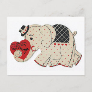 Postal Vintage Valentine Elephant