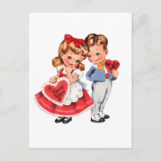Postal Vintage Valentine Kids Postcard (Anverso)