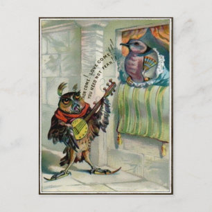 Postal Vintage Valentine Owl