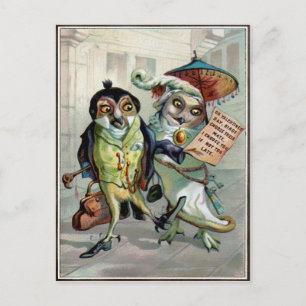 Postal Vintage Valentine Owls