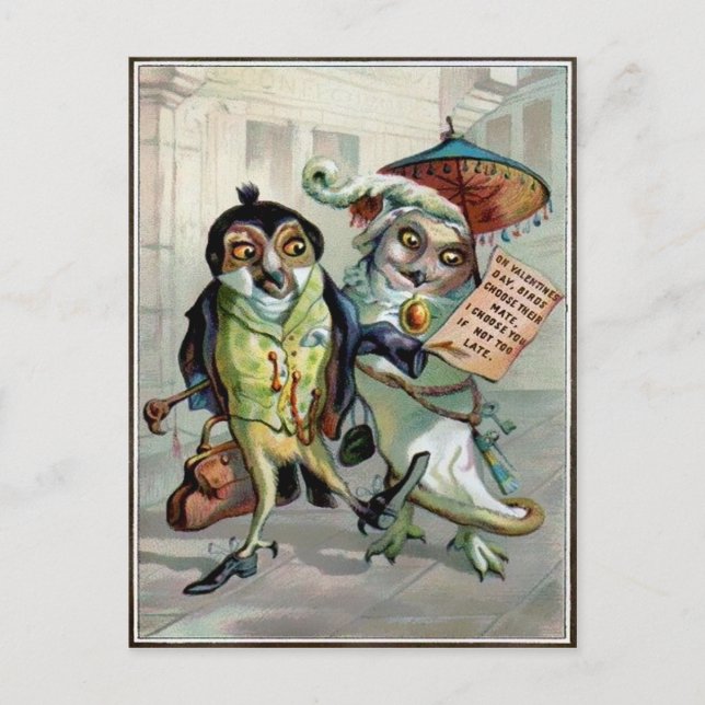 Postal Vintage Valentine Owls (Anverso)