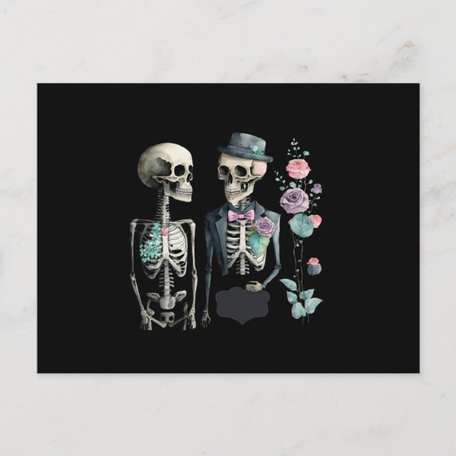 Postal Vintage Valentine Skeleton Couple (Anverso)