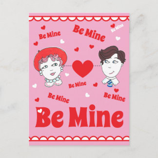 Postal Vintage Valentines Postcard,  Be Mine!