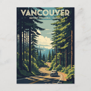 Postal Vintage Vancouver Skyline Canada Travel