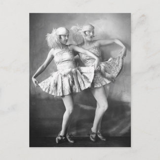 Postal Vintage Vaudeville Bailarines Retro Glam