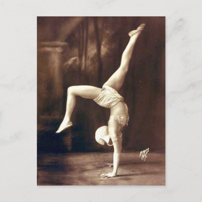Postal Vintage Vaudeville Circus Handstand Dancer (Anverso)