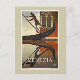 Postal Vintage Venecia Afiche de Viaje Italiano gondola
