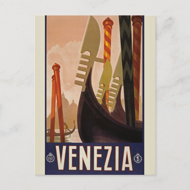 Postal Vintage Venecia Anuncio de Viajes Europa Turismo (Anverso)