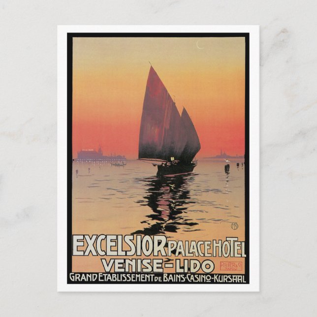Postal Vintage Venecia Excelsior Palace Viaje (Anverso)