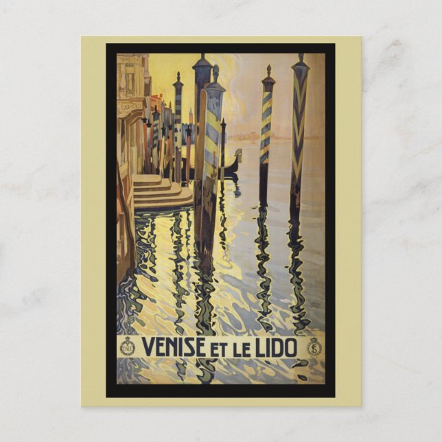 Postal Vintage Venecia Italia Góndolas Canal Travel (Anverso)