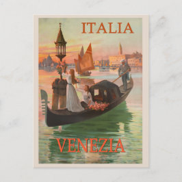Postal Vintage Venice Italy Gondola Travel
