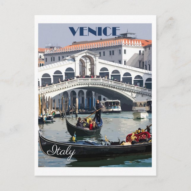 Postal Vintage Venice Italy Italiana Gondola Travel (Anverso)