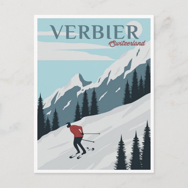 Postal Vintage Verbier Suiza (Anverso)
