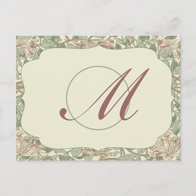 Postal Vintage verde suave William Morris Honeysuckle (Anverso)