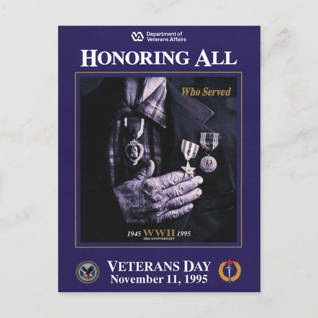 Postal Vintage Veterans Day, 1995 - (Anverso)