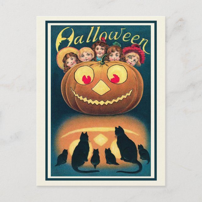 Postal Vintage Victoria Halloween Spooky Jack o'Lantern (Anverso)