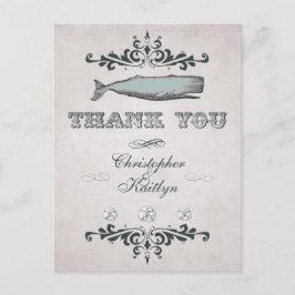 Postal Vintage Victorian Beach Whale Boda Gracias