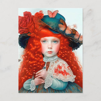 Postal Vintage Victorian Cute Little Girl In Big Hat 
