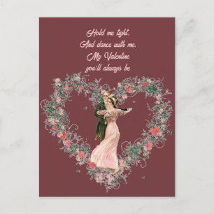 Postal Vintage Victorian Dancing Couple Valentine