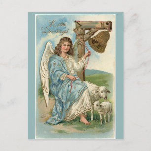Postal Vintage Victorian Easter Angel con Oveja
