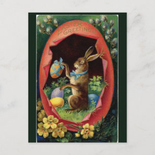 Postal Vintage victoriana Easter Bunny