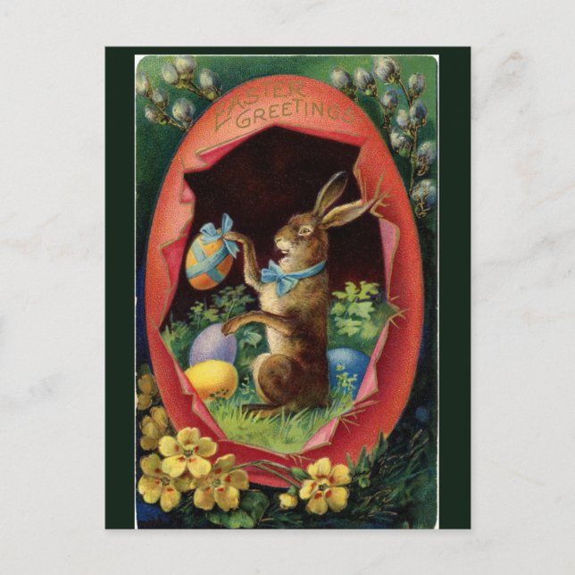 Postal Vintage victoriana Easter Bunny (Anverso)