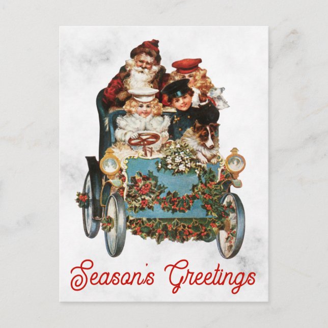Postal Vintage victoriano Feliz Navidad Santa (Anverso)