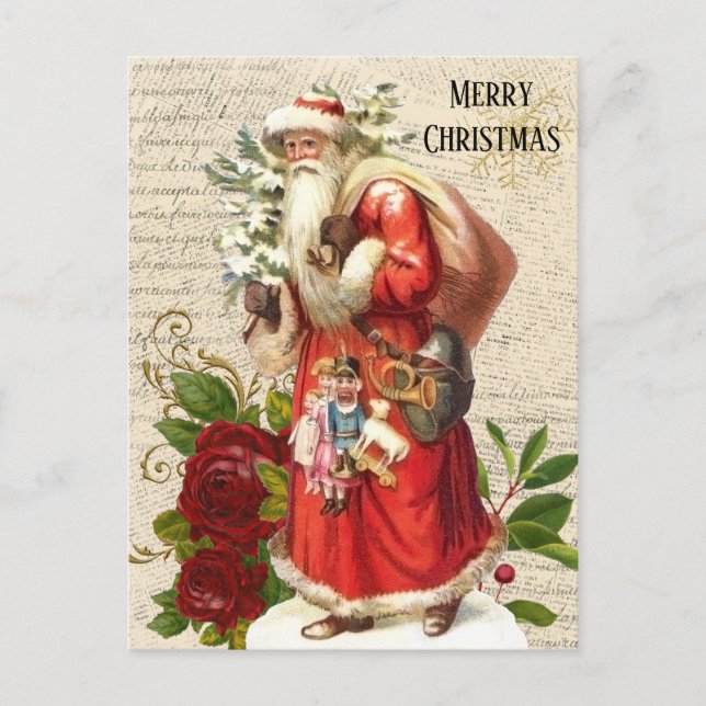 Postal Vintage Victoriano Santa Claus Antique Decoupage (Anverso)