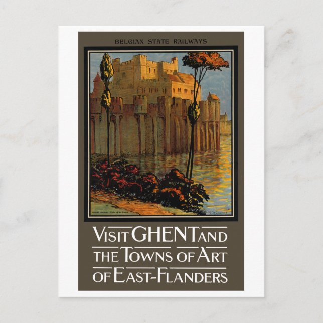 Postal Vintage Visit Ghent Poster (Anverso)