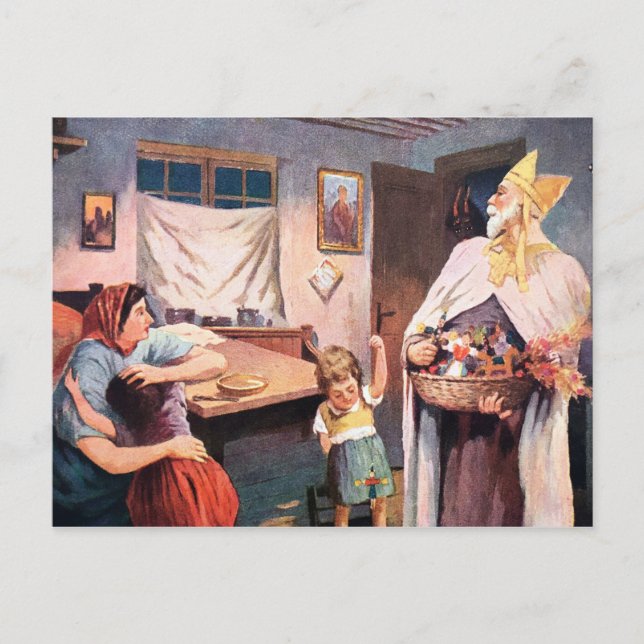 Postal Vintage Visitando Krampus (Anverso)