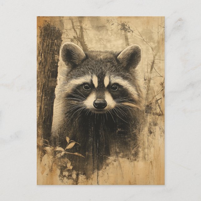 Postal Vintage Waschbären Portrait (Anverso)