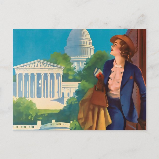 Postal Vintage Washington DC Travel Ilustracion (Anverso)