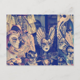 Postal Vintage Watercolor Veneciano Máscara Elegante Post