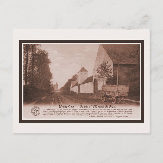 Postal Vintage Waterloo Farm del Monte Saint-Jean (Anverso)