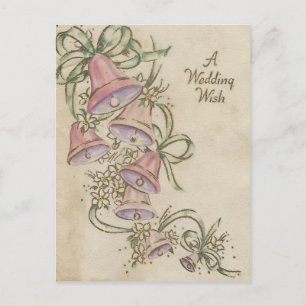 Postal Vintage Wedding Wish With Bells
